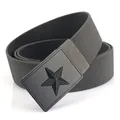 Charcoal grey tactical canvas belt with a black matte star buckle for outdoor wear - Standard Length / Elastic Dark Gray