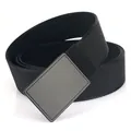 Men's black woven nylon tactical belt with minimalist matte black rectangular buckle - Edge-locked Style / Black