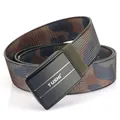 Herren Camouflage-Nylon-Canvas-Taktikgürtel mit mattschwarzer Automatikschließe - Kantenverschluss Tarnung / Klassisches Camouflage