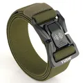 Tactical nylon belt in olive green featuring a black heavy-duty quick-release buckle - Stretch / Army Green