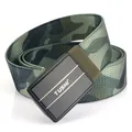 Herren Outdoor Nylon-Gürtel im Dschungel-Camo-Design mit schwarzer Metallschnalle - Kantenverschluss Tarnung / Armeegrün Camo