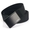 Men's black nylon canvas belt with matte black TUSHI buckle for casual cargo jeans - 120cm / Hemmed Black