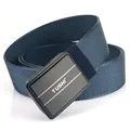 Marineblauer atmungsaktiver Nylon-Gürtel für Herren mit schwarzer TUSHI Automatik-Schnalle - Gekanteter Stil / Königsblau