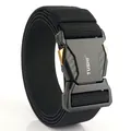 Cintura tattica elastica in nylon con fibbia a sgancio rapido in metallo per pantaloni uomo - 125cm / Nero