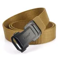 Tactical nylon belt in wolf brown with a matte black metal automatic buckle for men - Black Buckle Coyote Brown