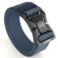 Tactical nylon belt in dark blue finish with black quick-release alloy buckle - Overlocked / Sapphire Blue