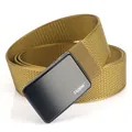 Men's golden brown nylon canvas belt with a brushed metal buckle for casual wear - 120cm / Hemmed Wolf Brown