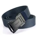 Men's navy blue nylon woven belt with black matte automatic buckle for outdoor style - Black Buckle Royal Blue