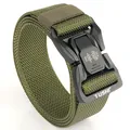 Tactical army green nylon belt featuring a durable black matte quick-release alloy buckle - Overlocked / Army Green