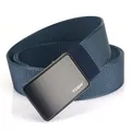 Men's dark blue nylon canvas belt featuring a black brushed metal automatic buckle - 120cm / Hemmed Royal Blue