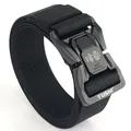 Tactical black nylon belt with quick-release alloy buckle for training and outdoor wear - Overlocked / Black