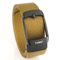 Cintura tattica da uomo in nylon kaki con fibbia nera opaca e trama intrecciata - 120cm / Fibbia Nera Marrone Lupo