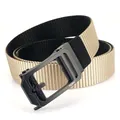 Men's khaki nylon tactical belt with black automatic swivel buckle and woven texture - 120 / Black/Khaki