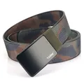 Men's camouflage nylon canvas belt with black matte metal buckle for casual wear - 120cm / Hemmed Classic Camouflage