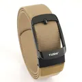 Cintura sportiva da uomo in nylon kaki con fibbia automatica in nero opaco - 120cm / Fibbia Nera Marrone Lupo