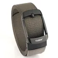 Men's outdoor nylon belt with black frosted metal buckle in greyish brown finish - 120cm / Black Buckle Dark Gray