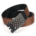 Tactical brown and black nylon woven belt with matte black metal auto-lock buckle - Standard Size / Black/Coffee