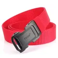 Tactical red nylon woven belt for men with black matte automatic metal buckle - Black Buckle Red