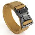 Tactical brown nylon belt with heavy-duty black quick-release metal buckle - Overlocked / Coyote Brown