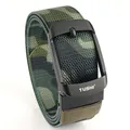 Mens tactical nylon belt in jungle camouflage pattern with matte black buckle - 120cm / Black Buckle Army Green Camo