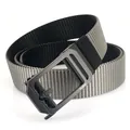 Men's tactical nylon belt in grey with matte black automatic buckle and woven texture - 120 / Grey/Black