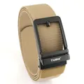Ceinture homme en nylon tressé kaki avec boucle ardillon noire mate style décontracté - Boucle Noire - Brun Loup