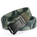Tactical nylon belt with green camouflage webbing and black automatic buckle - Black Buckle Army Green Camo