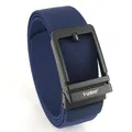 Ceinture en nylon tressé bleu foncé pour hommes avec boucle noire mate élégante - Boucle Noire - Bleu Royal