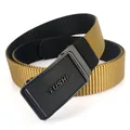 Men's double-sided nylon canvas tactical belt with automatic buckle and woven texture - Black/Coyote Brown