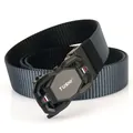 Dark grey tactical nylon belt for men with black rotatable automatic buckle - 120cm / Black/Royal Blue