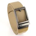 Ceinture en nylon tressé kaki avec boucle métallique gris foncé pour style décontracté - Boucle Canon de Fusil - Brun Loup