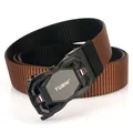 Brown and black reversible thickened nylon belt with matte grey automatic swivel buckle - 120cm / Black/Coffee