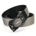 Dark gray nylon tactical belt for men with black rotating automatic metal buckle - 120cm / Grey/Black