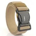 Cintura tattica in nylon kaki con fibbia in metallo nero e trama in fibra di carbonio - 125cm / Marrone coyote