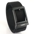 Schwarzer Nylon-Herrengürtel mit matter Metallschnalle und TUSHI-Markenlogo - Schwarze Schnalle - Schwarz