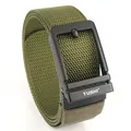 Herren Nylon Flechtgürtel in Militärgrün mit matter schwarzer Dornschließe und Logo - Schwarze Schnalle - Armeegrün