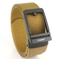 Khaki taktischer Nylon-Webgürtel für Herren mit mattschwarzer Schnalle und Kreuztextur - Schwarze Schnalle - Wolfsbraun