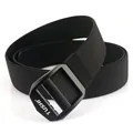 Tactical black nylon stretch belt with matte black metal buckle and TUSHI logo detail - 120cm / Black