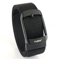 Cintura tattica in nylon nero intrecciato con fibbia in metallo opaco e logo TUSHI - 120cm / Fibbia Nera - Nero