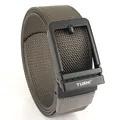 Men's outdoor nylon woven sport belt in dark grey with matte black metal buckle - Black Buckle - Dark Gray