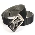 Men's outdoor nylon belt featuring a premium metal automatic buckle with tiger relief - 120 / Black/Grey
