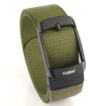 Cintura sportiva in nylon verde militare con fibbia in metallo e logo TUSHI - 120cm / Fibbia Nera Verde Militare