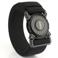 Tactical nylon belt with carbon fiber texture quick-release buckle in black - Elastic--Black