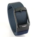 Cintura da uomo in nylon intrecciato blu scuro con fibbia ad ardiglione nera opaca casual - 120cm / Fibbia Nera Blu Reale