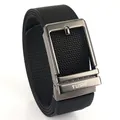 Men's outdoor sports nylon belt in black with gunmetal gray buckle and woven texture - Gun Buckle - Black