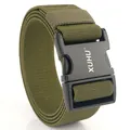 Cinturón táctico elástico de nailon verde militar con hebilla de cierre rápido mate - Verde Militar (Hebilla Negra)