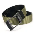 Cintura tattica in nylon verde militare con fibbia automatica nera opaca da uomo - 120cm / Fibbia Nera - Nero/Verde Militare