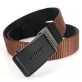 Ceinture tactique en nylon pour homme, tissage bicolore marron et noir, boucle métal mat - Noir/Café