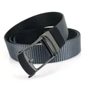 Cintura tattica da uomo in nylon nero e grigio con fibbia automatica in lega nero opaco - 120cm / Fibbia Nera - Nero/Blu Reale