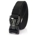 Cintura tattica nera in nylon con fibbia metallica robusta a sgancio rapido - 125cm / Nero